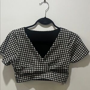 Chic Black and White Checkered Bikini Top